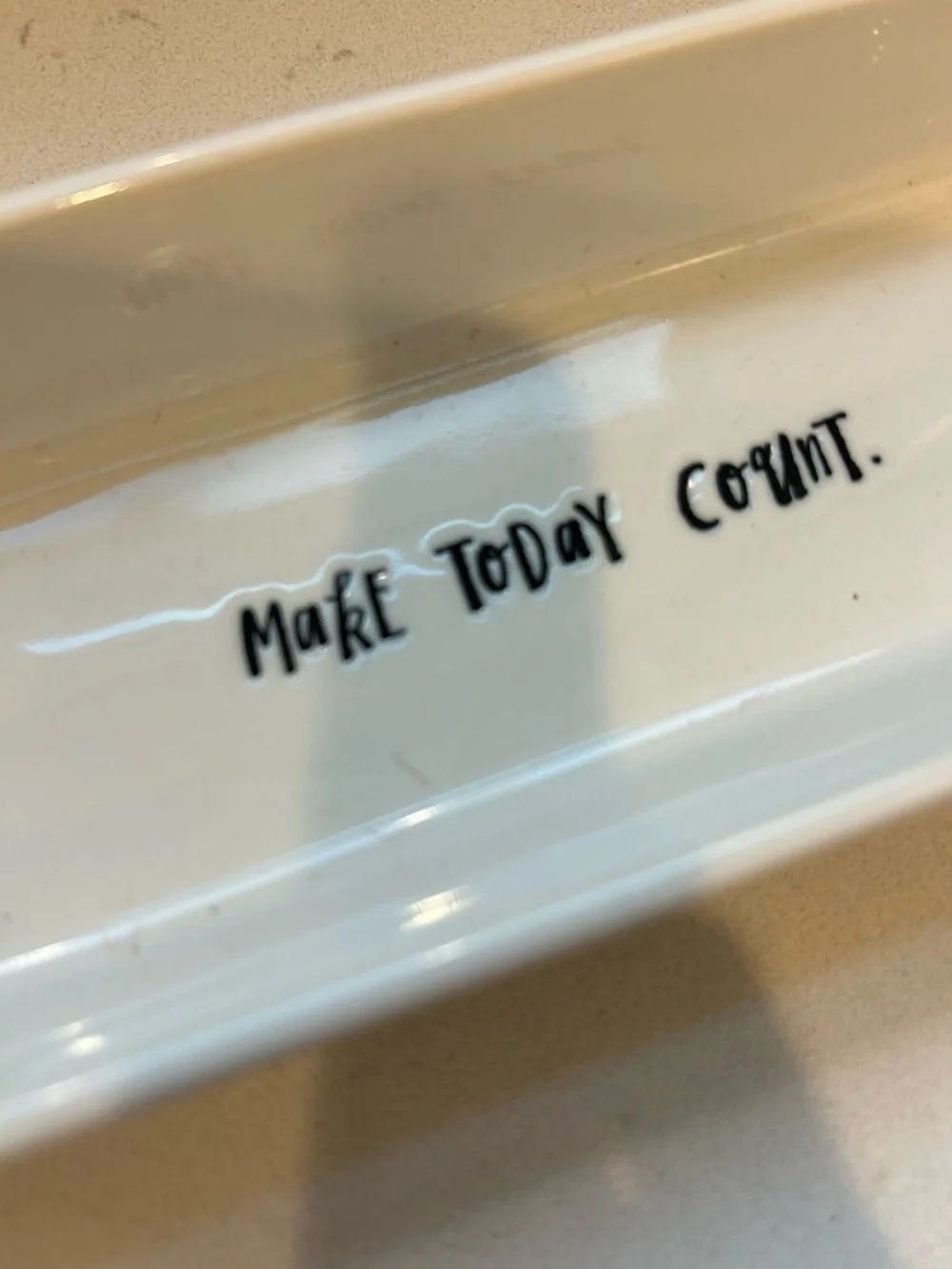 Rae Dunn White Ceramic Trinket Tray with 'Make Today Count'